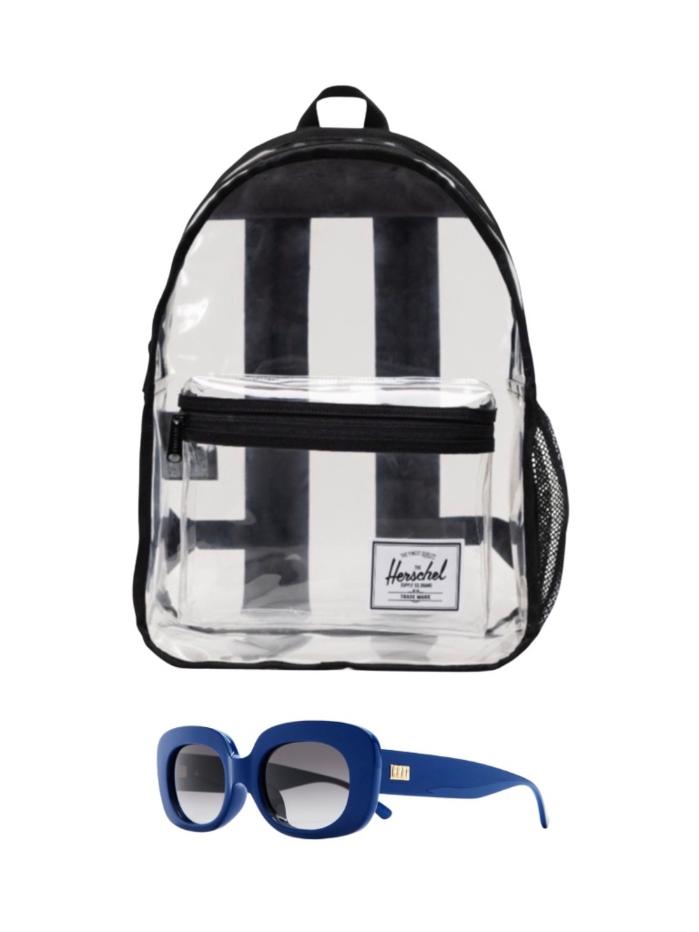 Herschel Mini Clear Backpack & Crap Eyewear Blue Sunglasses Bundle